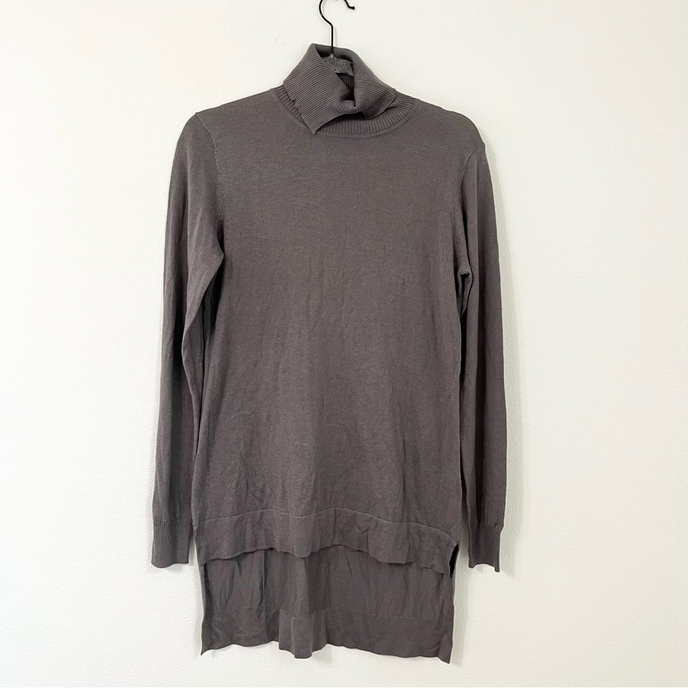 Cullen Gray Silk Blend Tuttle Neck Long Sleeve High Low Sweater Size M